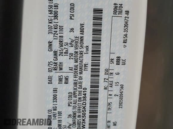 ✅ 2025 Ford F-150 XLT • VIN: 1FTEW3K50SKD38410 • Lot: 59346475. Wystawiony na Copart z przebiegiem 6 869 mil. Bezpłatny archiwum sprzedaży aukcyjnych z USA i szczegółowy raport historii pojazdu na DreamBid. Zdjęcie 13.