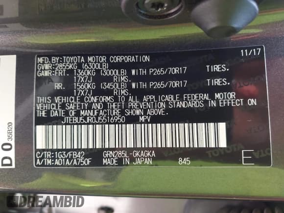 ✅ 2018 Toyota 4Runner SR5 • VIN: JTEBU5JR0J5516950 • Лот: 41852545. Опубликован ранее на IAAI с пробегом 75 729 миль. Бесплатный доступ к архиву аукционных продаж из США и подробный отчёт об истории автомобиля на DreamBid. Изображение 9.