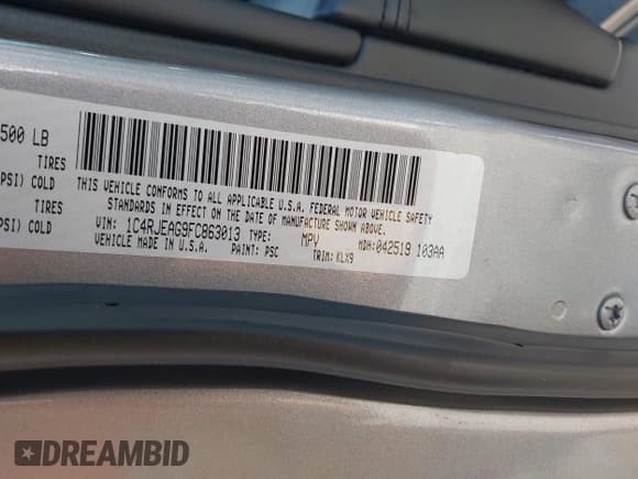 ✅ 2015 Jeep Grand Cherokee Laredo • VIN: 1C4RJEAG9FC863013 • Lot: 42086477. Listed on IAAI with 142,542 mi. Free auction sales archive from the USA and detailed vehicle history report at DreamBid. Image 9.