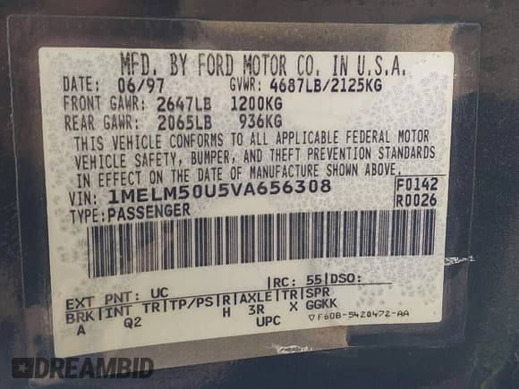 ✅ 1997 Mercury Sable GS • VIN: 1MELM50U5VA656308 • Lot: 41882560. Wystawiony na IAAI z przebiegiem 91 017 mil. Bezpłatny archiwum sprzedaży aukcyjnych z USA i szczegółowy raport historii pojazdu na DreamBid. Zdjęcie 9.