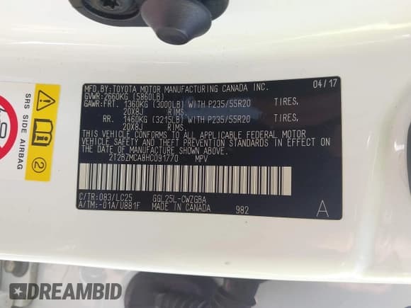 ✅ 2017 Lexus RX 350 • VIN: 2T2BZMCA8HC091770 • Lot: 42585022. Listed on IAAI with 129,701 mi. Free auction sales archive from the USA and detailed vehicle history report at DreamBid. Image 9.