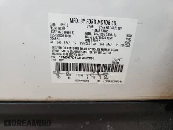 2018 Ford Explorer XLT z VIN 1FM5K7D82JGC62891, wystawiony jako Copart lot #85297175 z przebiegiem 140 079 mil mil oraz Szkoda całkowita • Salvage title. Historia ofert i sprzedaży dostępna na DreamBid. Obrazek 14.