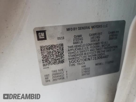 ✅ 2018 Chevrolet Colorado 4WD Z71 • VIN: 1GCGTDEN7J1306447 • Лот: 67300665. Опубликован ранее на Copart с пробегом 193 687 миль. Бесплатный доступ к архиву аукционных продаж из США и подробный отчёт об истории автомобиля на DreamBid. Изображение 12.