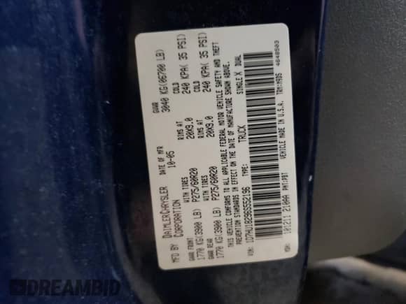 2006 Dodge 1500 Laramie z VIN 1D7HU18296S552196, wystawiony jako Copart lot #56712305 z przebiegiem 134 162 mil mil oraz Szkoda całkowita • Salvage title. Historia ofert i sprzedaży dostępna na DreamBid. Obrazek 12.