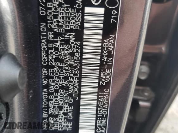 ✅ 2022 Toyota Prius L Eco • VIN: JTDKAMFU6N3158274 • Lot: 64258574. Wystawiony na Copart z przebiegiem 17 751 mil. Bezpłatny archiwum sprzedaży aukcyjnych z USA i szczegółowy raport historii pojazdu na DreamBid. Zdjęcie 13.