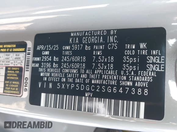 ✅ 2025 Kia Telluride SX-Prestige X-Line • VIN: 5XYP5DGC2SG647388 • Lot: 42862326. Wystawiony na IAAI z przebiegiem 1 540 mil. Bezpłatny archiwum sprzedaży aukcyjnych z USA i szczegółowy raport historii pojazdu na DreamBid. Zdjęcie 9.