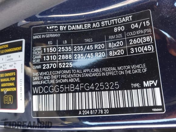 ✅ 2015 Mercedes-Benz GLK 350 • VIN: WDCGG5HB4FG425325 • Лот: 42588248. Опубликован ранее на IAAI с пробегом 94 237 миль. Бесплатный доступ к архиву аукционных продаж из США и подробный отчёт об истории автомобиля на DreamBid. Изображение 9.