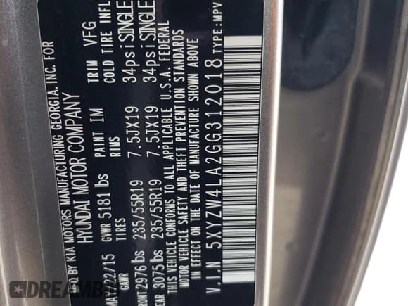 ✅ 2016 Hyundai Santa Fe • VIN: 5XYZW4LA2GG312018 • Лот: 80561073. Опубликован ранее на Copart с пробегом 92 137 миль. Бесплатный доступ к архиву аукционных продаж из США и подробный отчёт об истории автомобиля на DreamBid. Изображение 14.