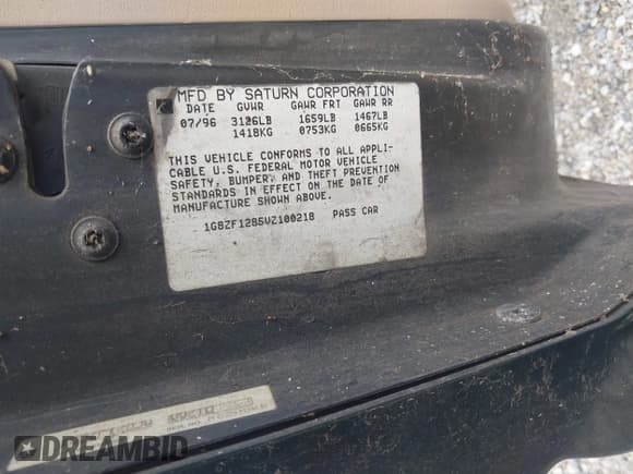 ✅ 1997 Saturn SC • VIN: 1G8ZF1285VZ100218 • Лот: 42881895. Опубликован ранее на IAAI с пробегом 114 002 миль. Бесплатный доступ к архиву аукционных продаж из США и подробный отчёт об истории автомобиля на DreamBid. Изображение 9.