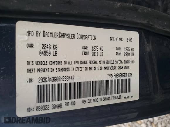 2006 Dodge Charger с VIN 2B3KA43G66H233442, выставлен на аукционе Copart как лот 78249174 с пробегом Не указан миль и На запчасти • Non repairable. История ставок и продаж доступна на DreamBid. Изображение 12.