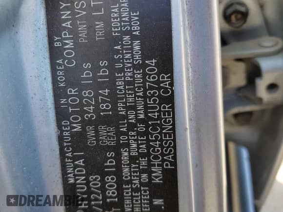 2004 Hyundai Accent GL z VIN KMHCG45C14U537604, wystawiony jako Copart lot #55402905 z przebiegiem 116 608 mil mil oraz Szkoda całkowita • Salvage title. Historia ofert i sprzedaży dostępna na DreamBid. Obrazek 12.