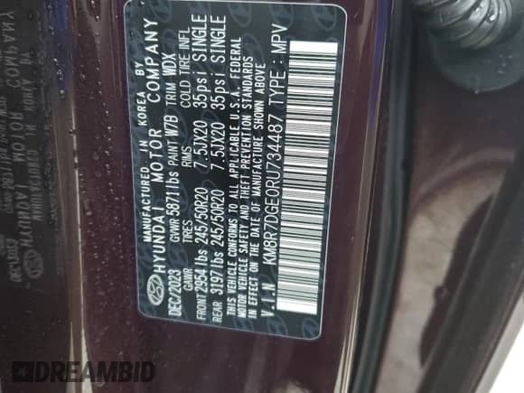 2024 Hyundai Palisade Calligraphy z VIN KM8R7DGE0RU734487, wystawiony jako Copart lot #64662714 z przebiegiem 6 034 mil mil oraz Szkoda całkowita • Salvage title. Historia ofert i sprzedaży dostępna na DreamBid. Obrazek 14.