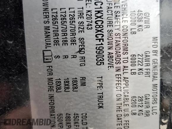 ✅ 2012 Chevrolet Silverado 2500HD LT • VIN: 1GC1KXC8XCF199035 • Lot: 73178032. Wystawiony na Copart z przebiegiem 116 144 mil. Bezpłatny archiwum sprzedaży aukcyjnych z USA i szczegółowy raport historii pojazdu na DreamBid. Zdjęcie 10.