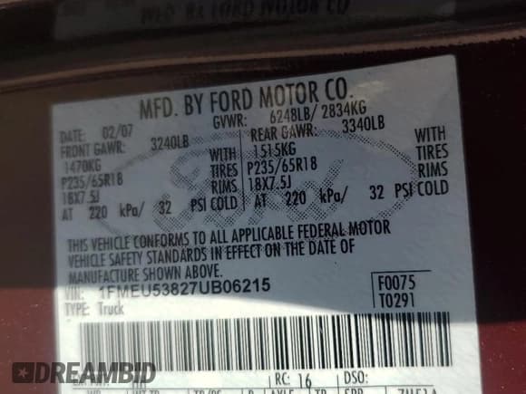 ✅ 2007 Ford Explorer Sport Trac Limited • VIN: 1FMEU53827UB06215 • Лот: 91043015. Опубликован ранее на Copart с пробегом 143 567 миль. Бесплатный доступ к архиву аукционных продаж из США и подробный отчёт об истории автомобиля на DreamBid. Изображение 12.