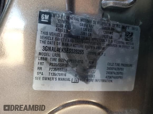 ✅ 2014 Chevrolet Captiva Sport LTZ • VIN: 3GNAL4EK5ES528265 • Lot: 57811245. Wystawiony na Copart z przebiegiem 132 489 mil. Bezpłatny archiwum sprzedaży aukcyjnych z USA i szczegółowy raport historii pojazdu na DreamBid. Zdjęcie 13.