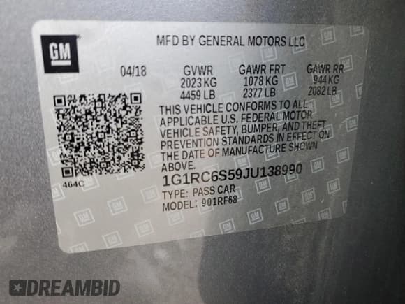 ✅ 2018 Chevrolet Volt LT • VIN: 1G1RC6S59JU138990 • Lot: 72488043. Wystawiony na Copart z przebiegiem Nie podano. Bezpłatny archiwum sprzedaży aukcyjnych z USA i szczegółowy raport historii pojazdu na DreamBid. Zdjęcie 12.