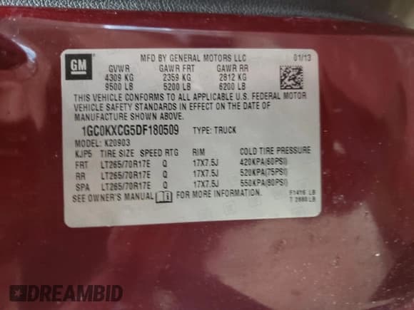 ✅ 2013 Chevrolet Silverado 2500HD LT • VIN: 1GC0KXCG5DF180509 • Lot: 49432475. Listed on Copart with 146,693 mi. Free auction sales archive from the USA and detailed vehicle history report at DreamBid. Image 12.