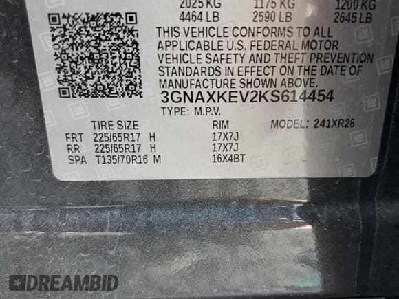 ✅ 2019 Chevrolet Equinox LT • VIN: 3GNAXKEV2KS614454 • Lot: 70210875. Listed on Copart with 63,985 mi. Free auction sales archive from the USA and detailed vehicle history report at DreamBid. Image 13.