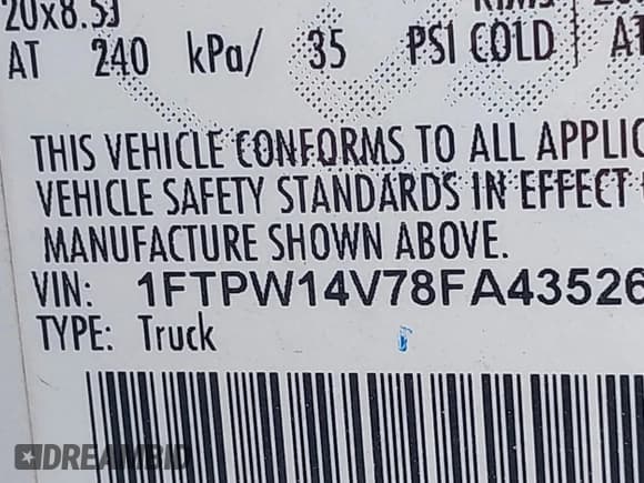 ✅ 2008 Ford F-150 XLT • VIN: 1FTPW14V78FA43526 • Lot: 42403083. Listed on IAAI with 248,671 mi. Free auction sales archive from the USA and detailed vehicle history report at DreamBid. Image 9.