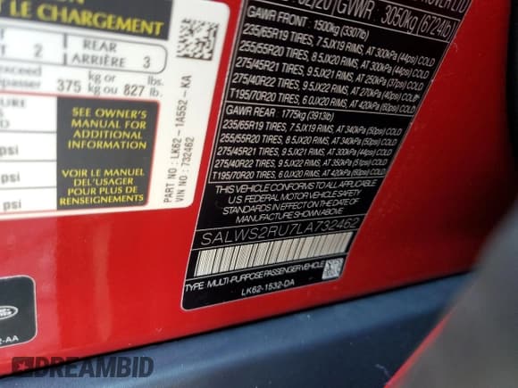 ✅ 2020 Land Rover Range Rover Sport HST • VIN: SALWS2RU7LA732462 • Lot: 81265135. Wystawiony na Copart z przebiegiem 172 799 mil. Bezpłatny archiwum sprzedaży aukcyjnych z USA i szczegółowy raport historii pojazdu na DreamBid. Zdjęcie 12.