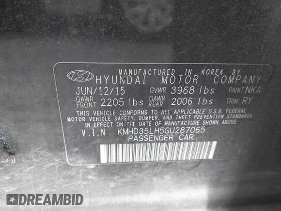 ✅ 2016 Hyundai Elantra • VIN: KMHD35LH5GU287065 • Lot: 43445732. Listed on IAAI with 89,801 mi. Free auction sales archive from the USA and detailed vehicle history report at DreamBid. Image 9.