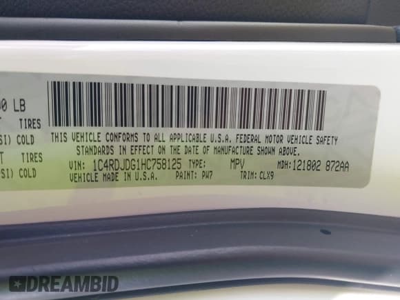 ✅ 2017 Dodge Durango GT • VIN: 1C4RDJDG1HC758125 • Lot: 43245090. Listed on IAAI with 116,399 mi. Free auction sales archive from the USA and detailed vehicle history report at DreamBid. Image 9.