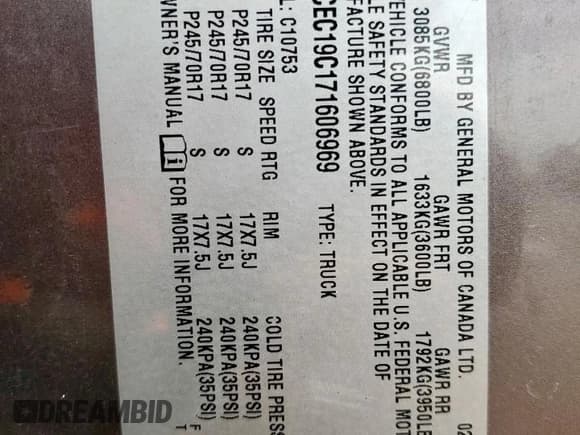 ✅ 2007 Chevrolet Silverado 1500 Work Truck • VIN: 2GCEC19C171606969 • Lot: 60600895. Listed on Copart with 170,787 mi. Free auction sales archive from the USA and detailed vehicle history report at DreamBid. Image 12.