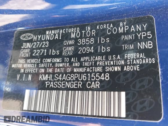 2023 Hyundai Elantra SEL с VIN KMHLS4AG8PU615548, выставлен на аукционе IAAI как лот 42917456 с пробегом 15 165 миль миль и . История ставок и продаж доступна на DreamBid. Изображение 9.