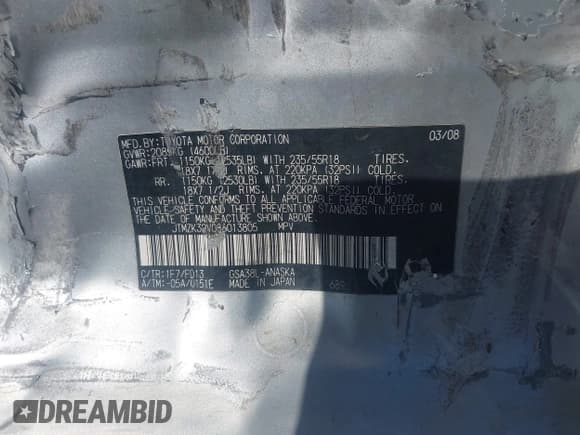 ✅ 2008 Toyota RAV4 Sport • VIN: JTMZK32V086013805 • Lot: 42530294. Listed on IAAI with 246,999 mi. Free auction sales archive from the USA and detailed vehicle history report at DreamBid. Image 9.