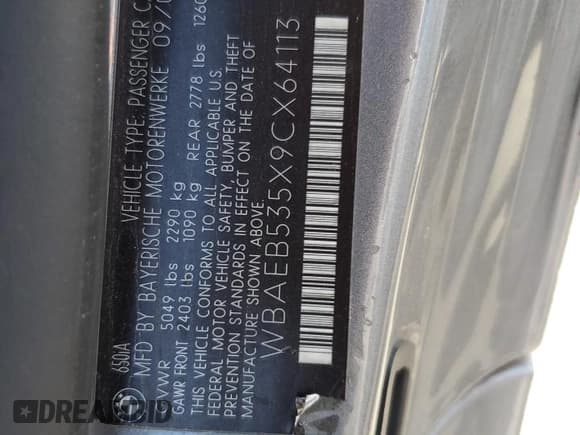 ✅ 2009 BMW 6 Series 650i • VIN: WBAEB535X9CX64113 • Лот: 67594135. Опубликован ранее на Copart с пробегом 98 655 миль. Бесплатный доступ к архиву аукционных продаж из США и подробный отчёт об истории автомобиля на DreamBid. Изображение 12.