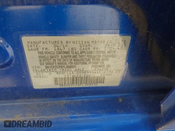 ✅ 2015 Nissan Note S Plus • VIN: 3N1CE2CP8FL358531 • Lot: 42449215. Wystawiony na IAAI z przebiegiem 121 078 mil. Bezpłatny archiwum sprzedaży aukcyjnych z USA i szczegółowy raport historii pojazdu na DreamBid. Zdjęcie 9.