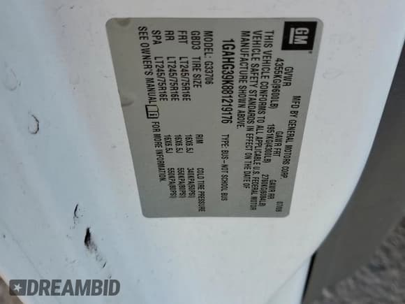 ✅ 2008 Chevrolet Express Passenger • VIN: 1GAHG39K881219176 • Lot: 63351815. Listed on Copart with 232,917 mi. Free auction sales archive from the USA and detailed vehicle history report at DreamBid. Image 12.