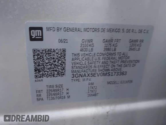 ✅ 2021 Chevrolet Equinox LS • VIN: 3GNAX5EV0MS173363 • Лот: 42420884. Опубликован ранее на IAAI с пробегом 45 925 миль. Бесплатный доступ к архиву аукционных продаж из США и подробный отчёт об истории автомобиля на DreamBid. Изображение 9.