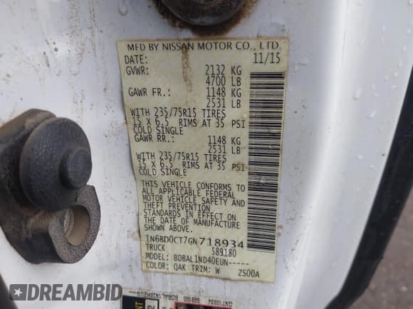 ✅ 2016 Nissan Frontier S • VIN: 1N6BD0CT7GN718934 • Лот: 43520028. Опубликован ранее на IAAI с пробегом 169 043 миль. Бесплатный доступ к архиву аукционных продаж из США и подробный отчёт об истории автомобиля на DreamBid. Изображение 9.