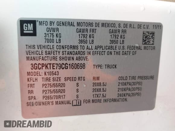 ✅ 2012 Chevrolet Silverado 1500 LTZ • VIN: 3GCPKTE79CG160698 • Lot: 43238403. Listed on IAAI with 137,266 mi. Free auction sales archive from the USA and detailed vehicle history report at DreamBid. Image 9.