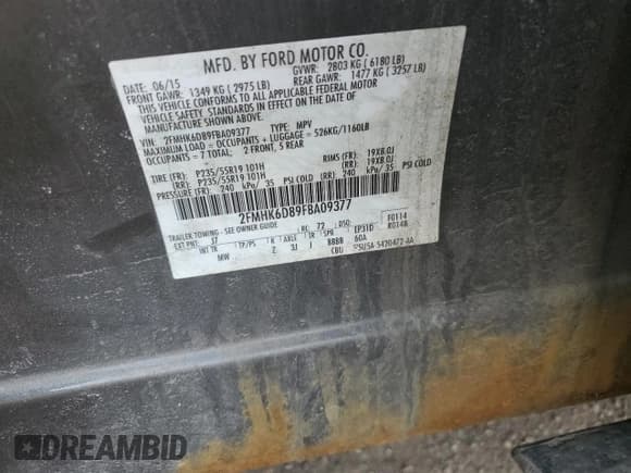 ✅ 2015 Ford Flex Limited • VIN: 2FMHK6D89FBA09377 • Lot: 54367625. Wystawiony na Copart z przebiegiem 187 413 mil. Bezpłatny archiwum sprzedaży aukcyjnych z USA i szczegółowy raport historii pojazdu na DreamBid. Zdjęcie 13.