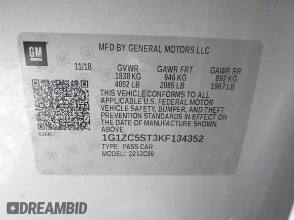 2019 Chevrolet Malibu LS с VIN 1G1ZC5ST3KF134352, выставлен на аукционе IAAI как лот 43199628 с пробегом 73 892 миль миль и . История ставок и продаж доступна на DreamBid. Изображение 9.