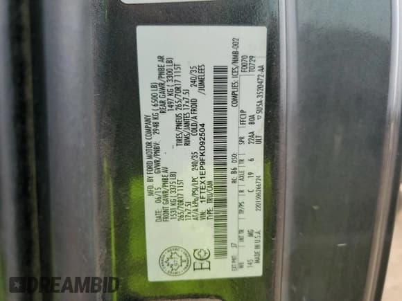 ✅ 2015 Ford F-150 XLT • VIN: 1FTEX1EP9FKD92504 • Лот: 67974435. Опубликован ранее на Copart с пробегом 211 190 миль. Бесплатный доступ к архиву аукционных продаж из США и подробный отчёт об истории автомобиля на DreamBid. Изображение 12.