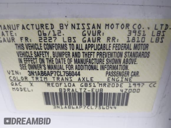 ✅ 2012 Nissan Sentra 2.0 • VIN: 3N1AB6AP7CL756044 • Lot: 43340613. Wystawiony na IAAI z przebiegiem 102 183 mil. Bezpłatny archiwum sprzedaży aukcyjnych z USA i szczegółowy raport historii pojazdu na DreamBid. Zdjęcie 9.