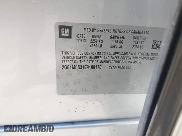 ✅ 2014 Cadillac XTS Luxury • VIN: 2G61M5S31E9199170 • Lot: 42150000. Listed on IAAI with 135,414 mi. Free auction sales archive from the USA and detailed vehicle history report at DreamBid. Image 9.