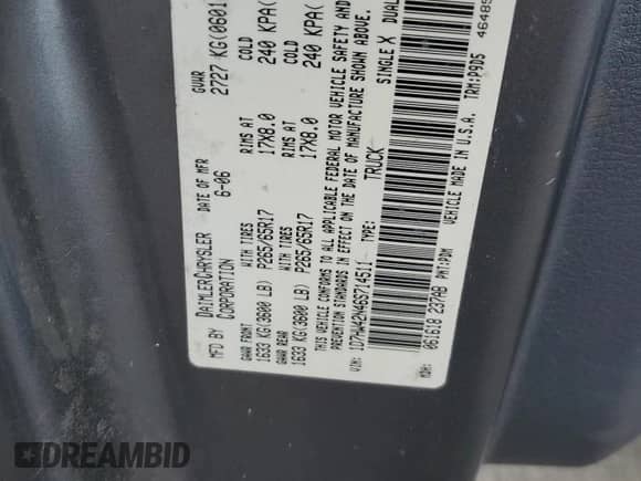 2006 Dodge Dakota SLT with VIN 1D7HW42N46S714511, listed as a Copart auction lot 56504245 with 84,468 mi miles and Salvage title. Bid and sale history available at DreamBid. Image 12.
