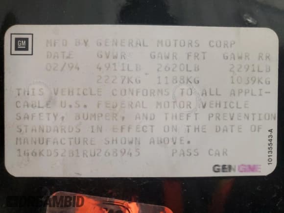 ✅ 1994 Cadillac DeVille • VIN: 1G6KD52B1RU268945 • Лот: 84205414. Опубликован ранее на Copart с пробегом Не указан. Бесплатный доступ к архиву аукционных продаж из США и подробный отчёт об истории автомобиля на DreamBid. Изображение 12.
