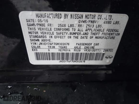 ✅ 2016 Infiniti Q50 Sport • VIN: JN1EV7AP7GM302676 • Лот: 43558470. Опубликован ранее на IAAI с пробегом 154 634 миль. Бесплатный доступ к архиву аукционных продаж из США и подробный отчёт об истории автомобиля на DreamBid. Изображение 9.