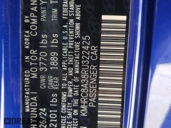 ✅ 2024 Hyundai Venue SEL • VIN: KMHRC8A38RU322425 • Lot: 47397215. Listed on Copart with 13,929 mi. Free auction sales archive from the USA and detailed vehicle history report at DreamBid. Image 13.