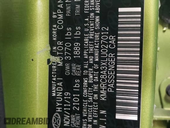 ✅ 2020 Hyundai Venue SEL • VIN: KMHRC8A3XLU027012 • Lot: 45760145. Listed on Copart with 62,566 mi. Free auction sales archive from the USA and detailed vehicle history report at DreamBid. Image 12.