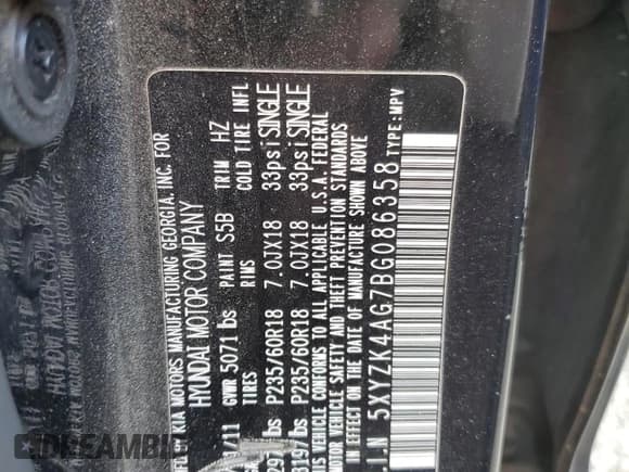 ✅ 2011 Hyundai Santa Fe Limited • VIN: 5XYZK4AG7BG086358 • Lot: 76067674. Listed on Copart with 181,262 mi. Free auction sales archive from the USA and detailed vehicle history report at DreamBid. Image 13.