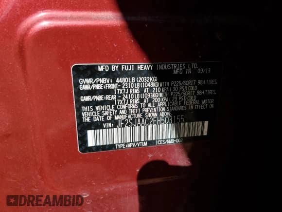 2014 Subaru Forester 2.5i с VIN JF2SJAAC2EH503155, выставлен на аукционе Copart как лот 86991625 с пробегом 105 597 миль миль и Списание • Salvage title. История ставок и продаж доступна на DreamBid. Изображение 13.