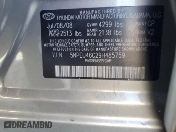 ✅ 2009 Hyundai Sonata Limited • VIN: 5NPEU46C29H485759 • Лот: 41375665. Опубликован ранее на Copart с пробегом 174 268 миль. Бесплатный доступ к архиву аукционных продаж из США и подробный отчёт об истории автомобиля на DreamBid. Изображение 14.