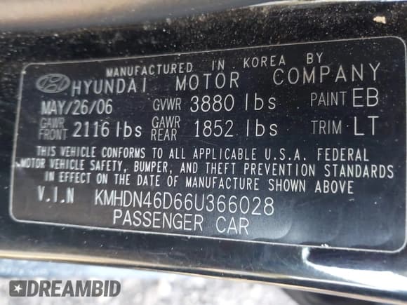 ✅ 2006 Hyundai Elantra GLS • VIN: KMHDN46D66U366028 • Lot: 41446016. Wystawiony na IAAI z przebiegiem 172 066 mil. Bezpłatny archiwum sprzedaży aukcyjnych z USA i szczegółowy raport historii pojazdu na DreamBid. Zdjęcie 9.