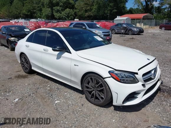 ✅ 2019 Mercedes-Benz C 43 AMG • VIN: 55SWF6EB9KU304940 • Lot: 43096578. Listed on IAAI with 50,441 mi. Free auction sales archive from the USA and detailed vehicle history report at DreamBid. Image 1.